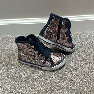 Cat & Jack glitter and flower high top sneakers size 6c